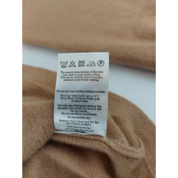 Pure Collection 100% Cashmere V Neck Sweater Tan Camel UK 10 US 4/6 Small - Picture 6 of 11